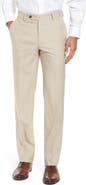 Berle Flat Front Stretch Solid Wool Trousers