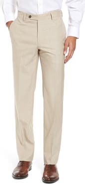 Berle Flat Front Stretch Solid Wool Trousers