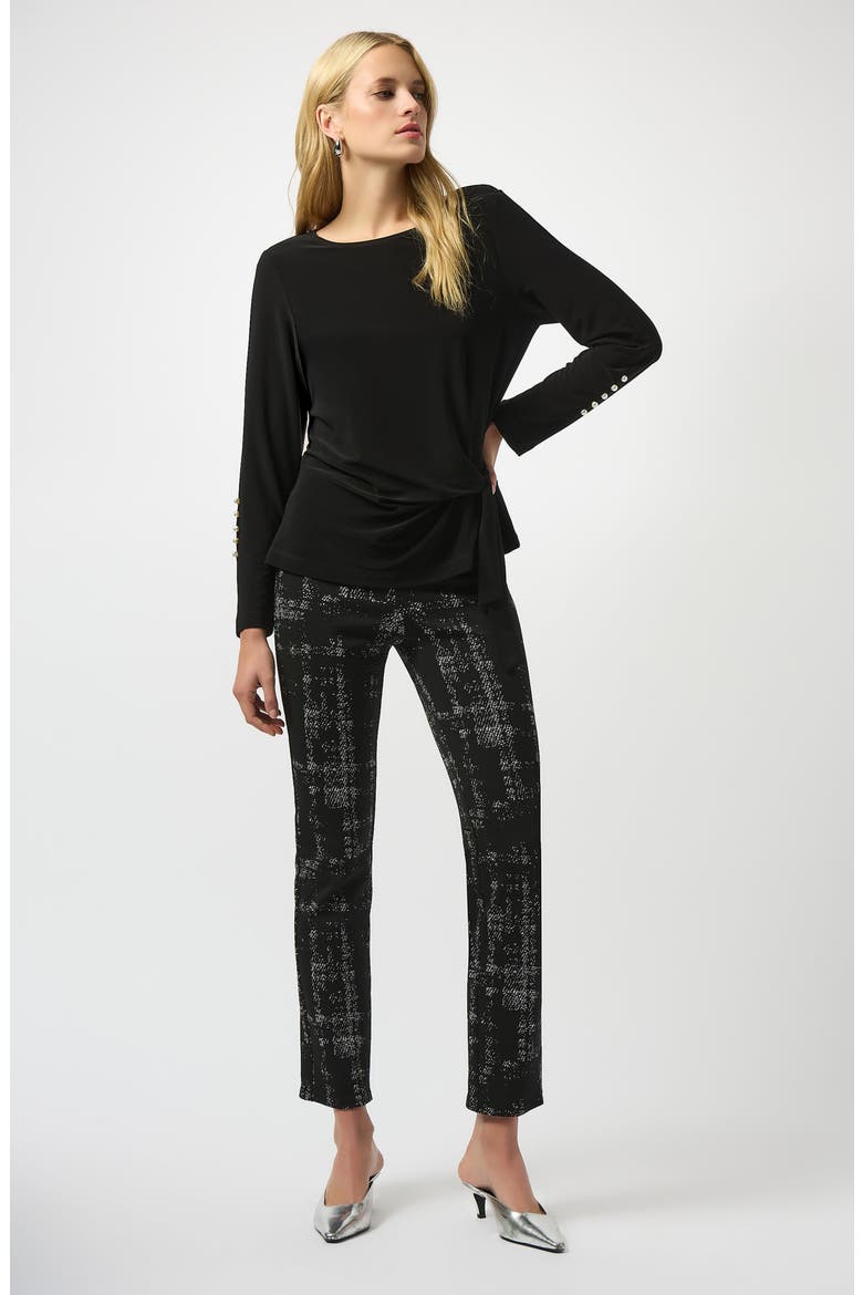 Jacquard Sweater Knit Straight Leg Pants, Alternate, color, BLACK/ OFF-WHITE