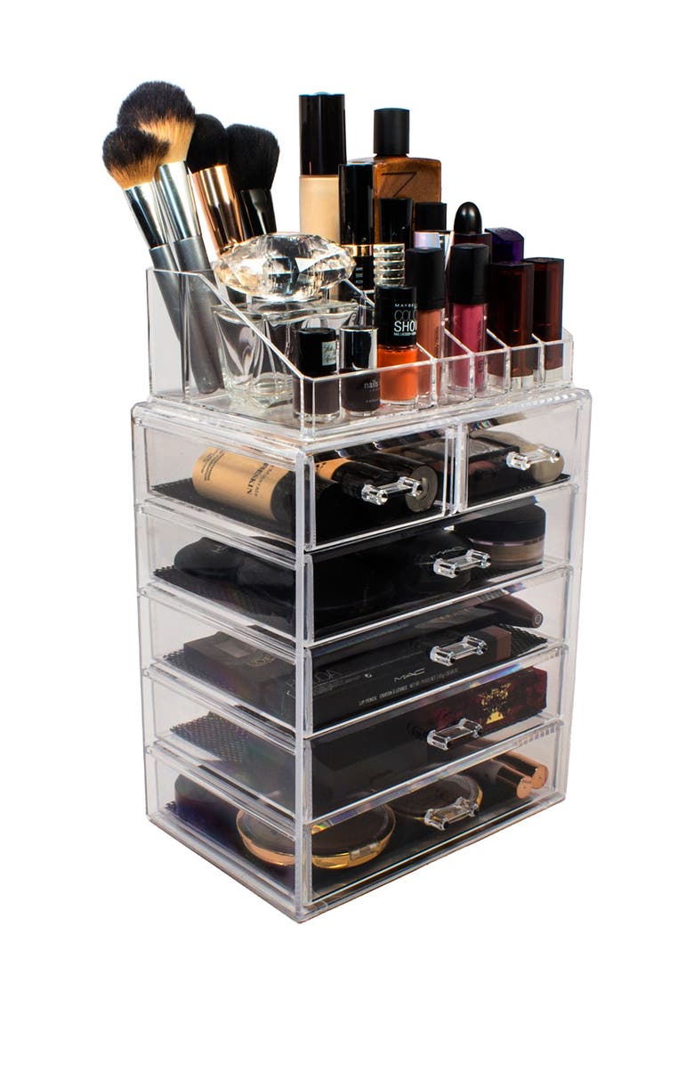 SORBUS Acrylic 6 Drawer & Top Organizer Cosmetics Makeup & Jewelry Storage Case Display Set, Alternate, color, Clear