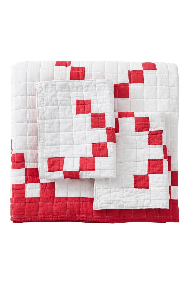 Irish Chain Patchwork Quilt Set, Main, color, RED