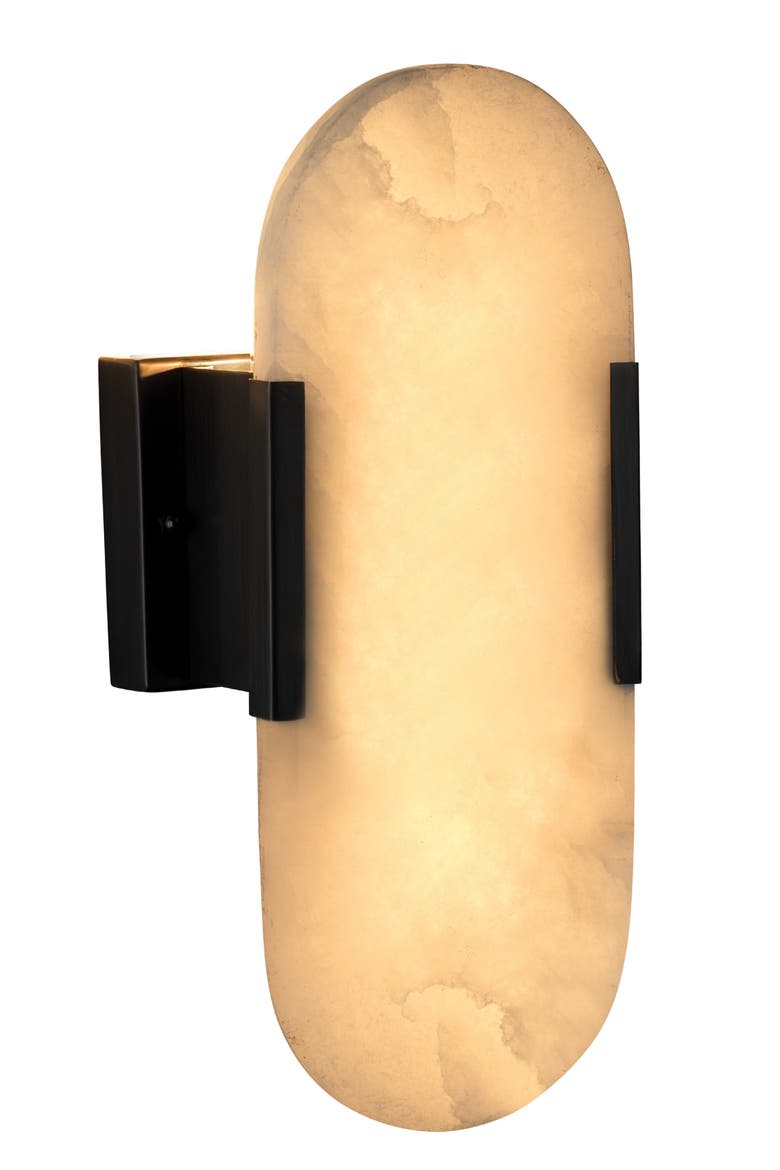 Delphi 2-Light Alabaster Wall Sconce, Antique Brass Metal, Alternate, color, Oil Rubbed Bronze