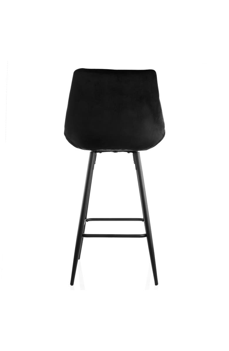 Elama 2 Piece Velvet Tufted Bar Chair with Metal Legs, Alternate, color, Black