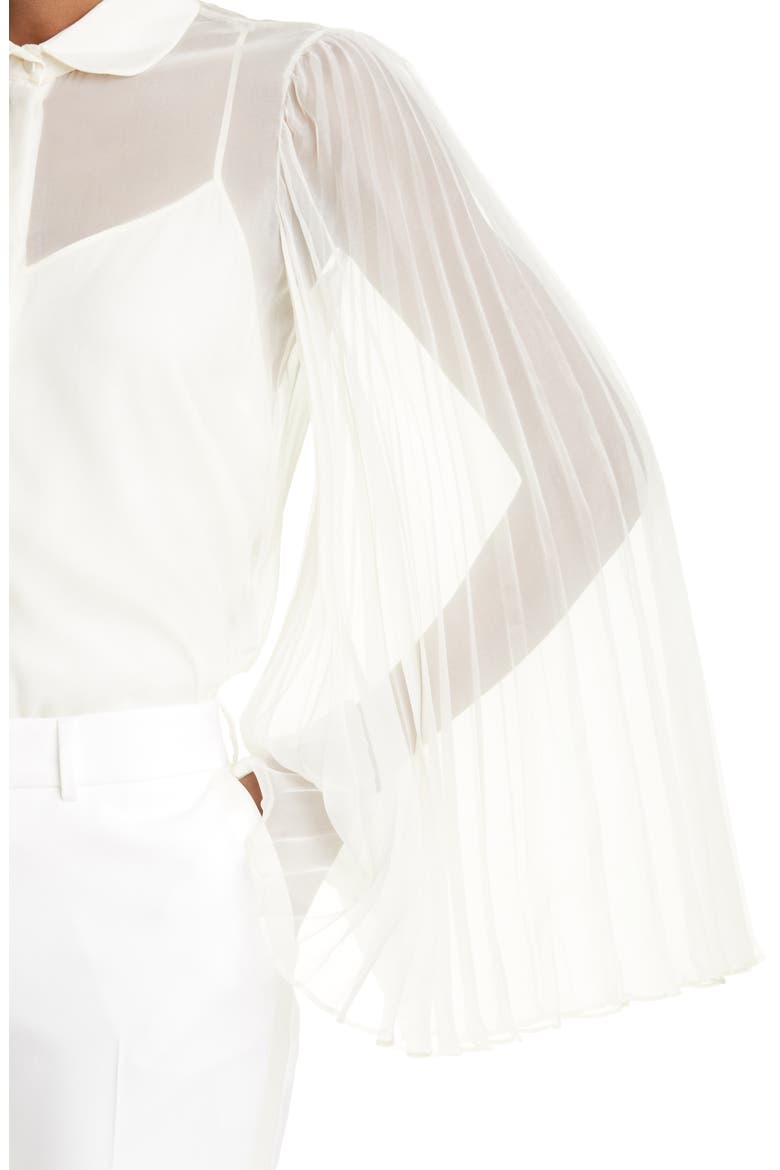 Pleated Sleeve Silk Blend Organdy Blouse, Alternate, color, 9303 ALMOND FLOWER