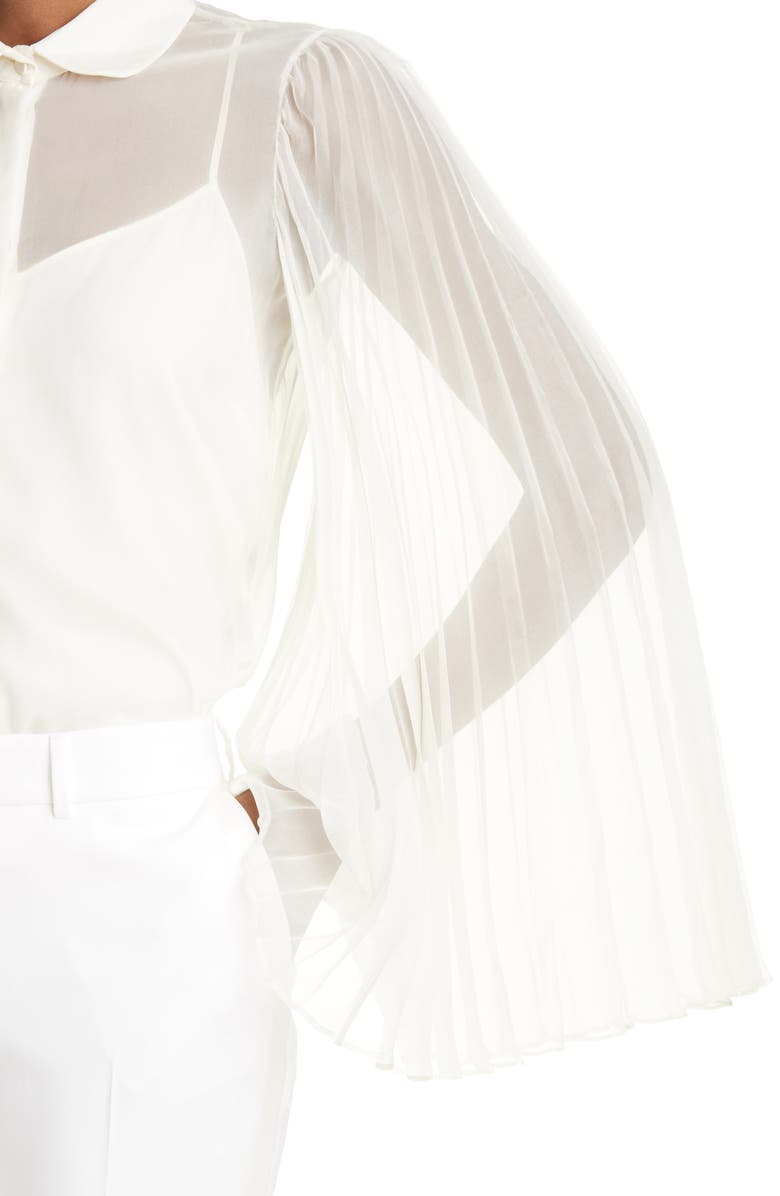 Gucci Pleated Sleeve Silk Blend Organdy Blouse, Alternate, color,