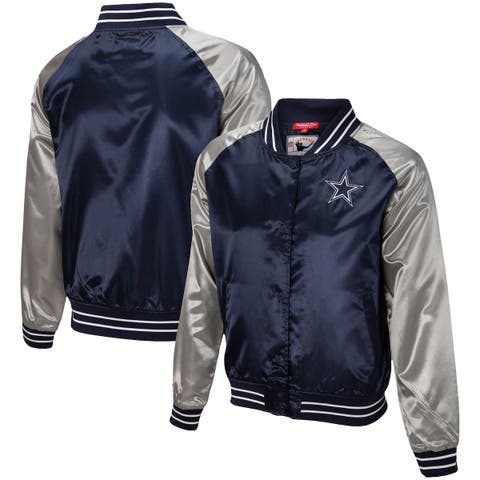 Women's Mitchell & Ness Navy Dallas Cowboys Team 2.0 Satin Raglan Full-Snap Jacket
