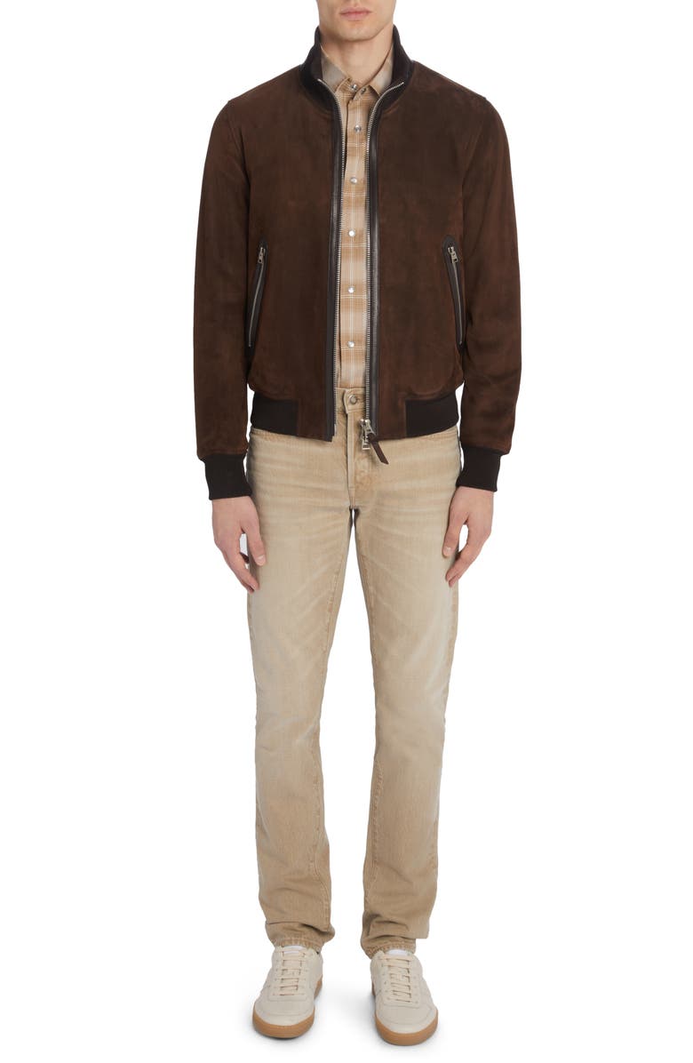 TOM FORD Dégradé Plaid Brushed Cotton Snap-Up Western Shirt, Alternate, color, Combo Sand
