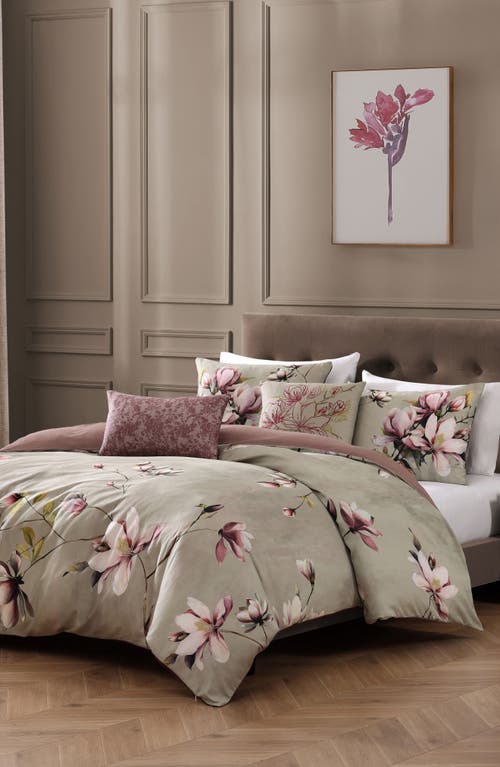 Bebejan 5-piece Purple Lilies Reversible Comforter Set In Purple