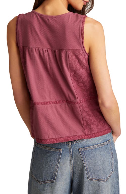 Lucky Brand Embroidered Cotton Tank In Brown