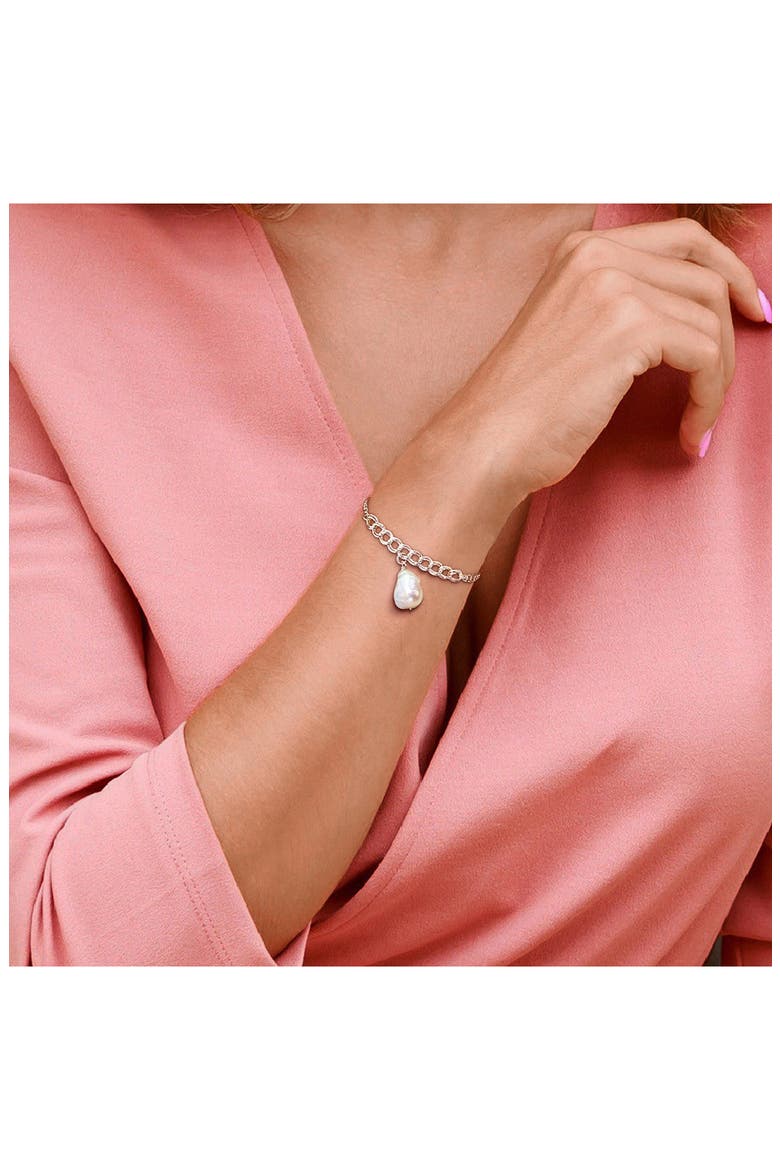 Cultured Pearl Chain Bracelet, Alternate, color, WHITE