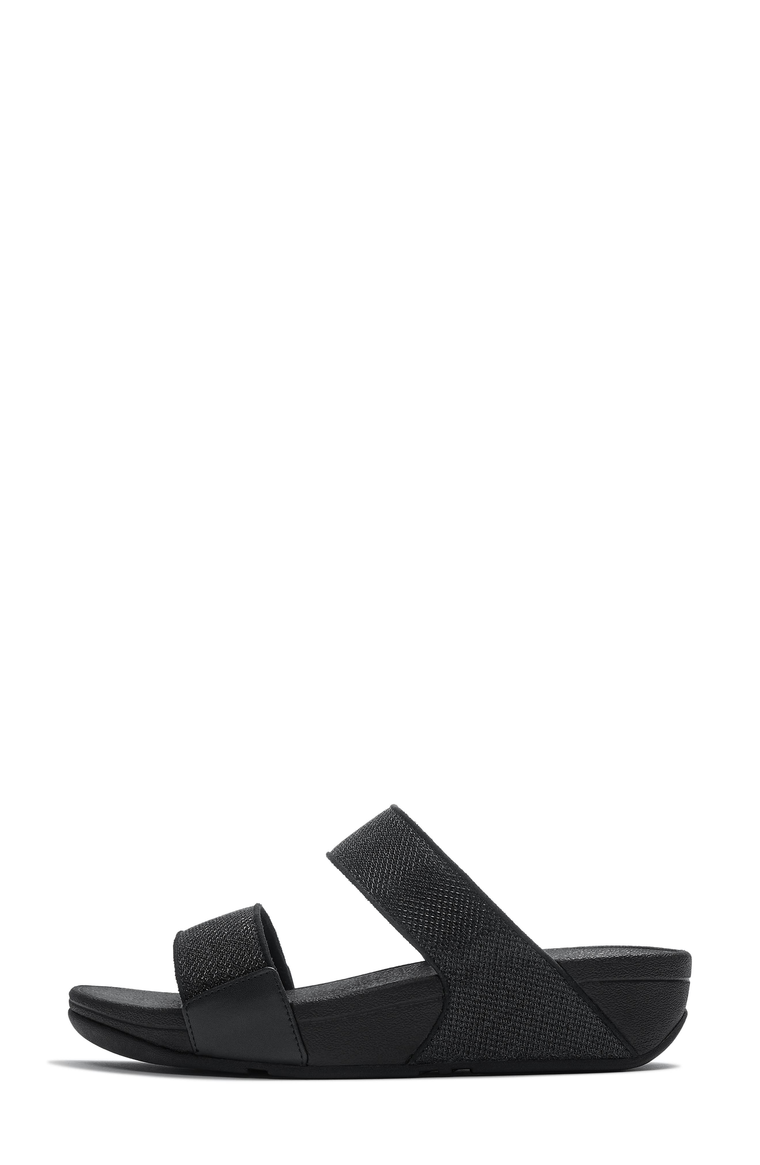 FitFlop Lulu ShimmerGlitz Slide Sandal, Alternate, color, Black
