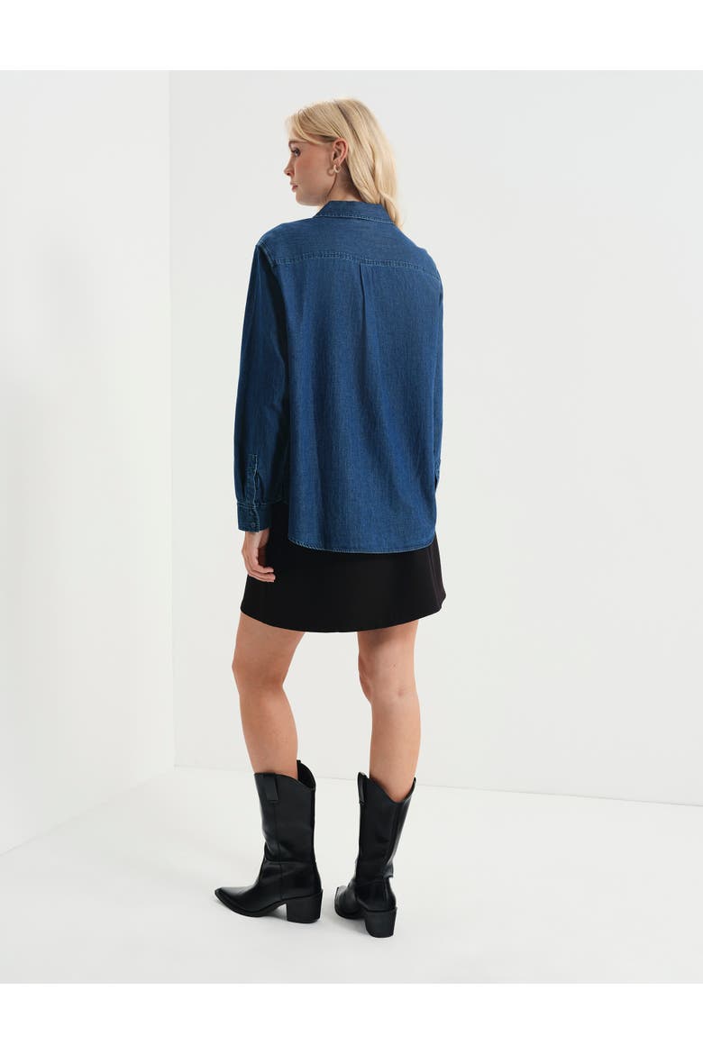 Francesca Denim Button Through Shirt, Alternate, color, Mid Wash