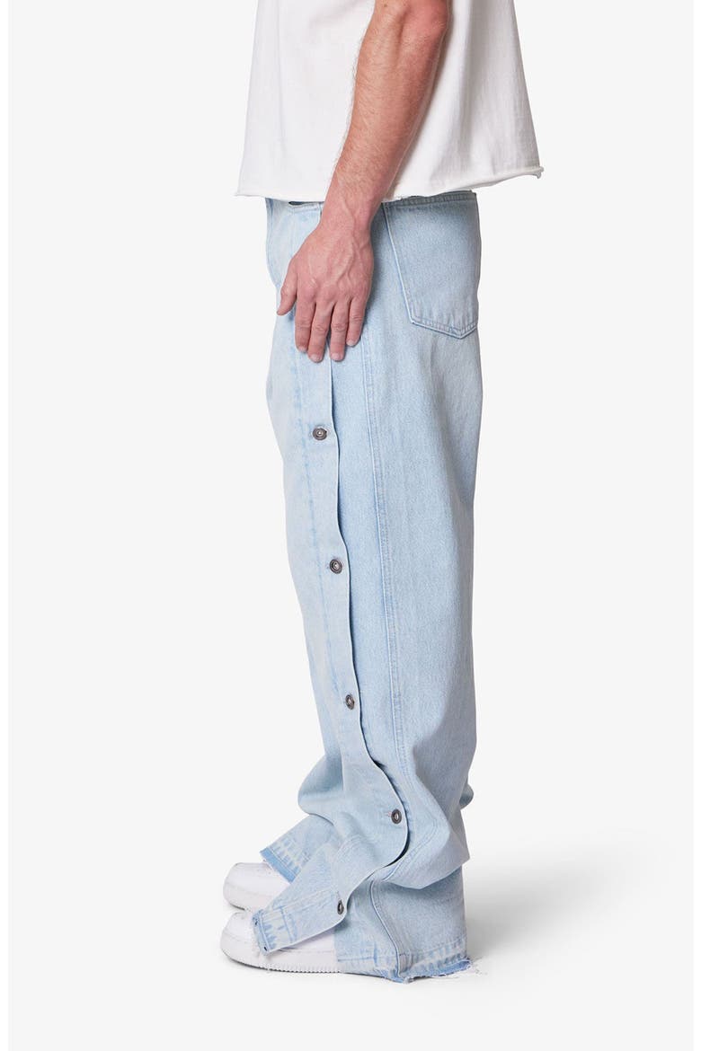 Offset Button Baggy Jeans, Alternate, color, LIGHT BLUE