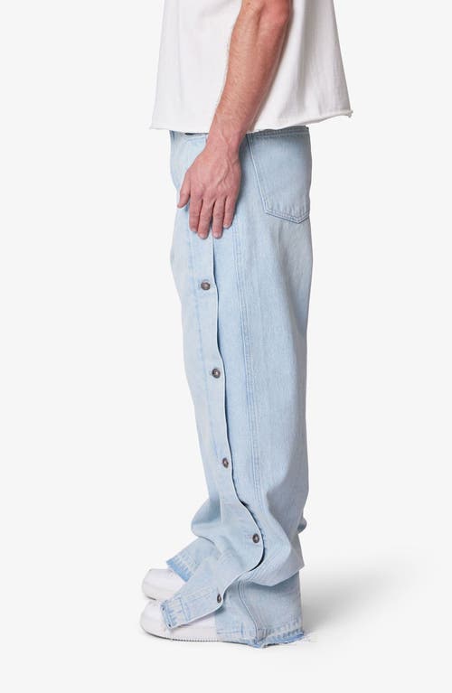 Mnml Offset Button Baggy Jeans In Blue