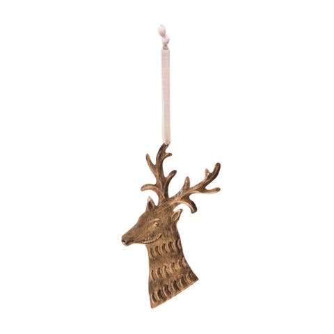 Reindeer Brass Metal Christmas Tree Ornament