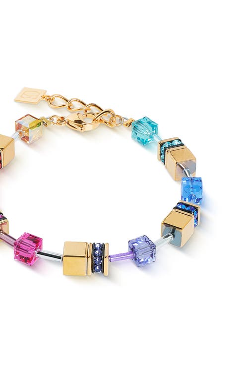 Coeur De Lion Geocube Iconic Metallic Rainbow Bracelet In Gold