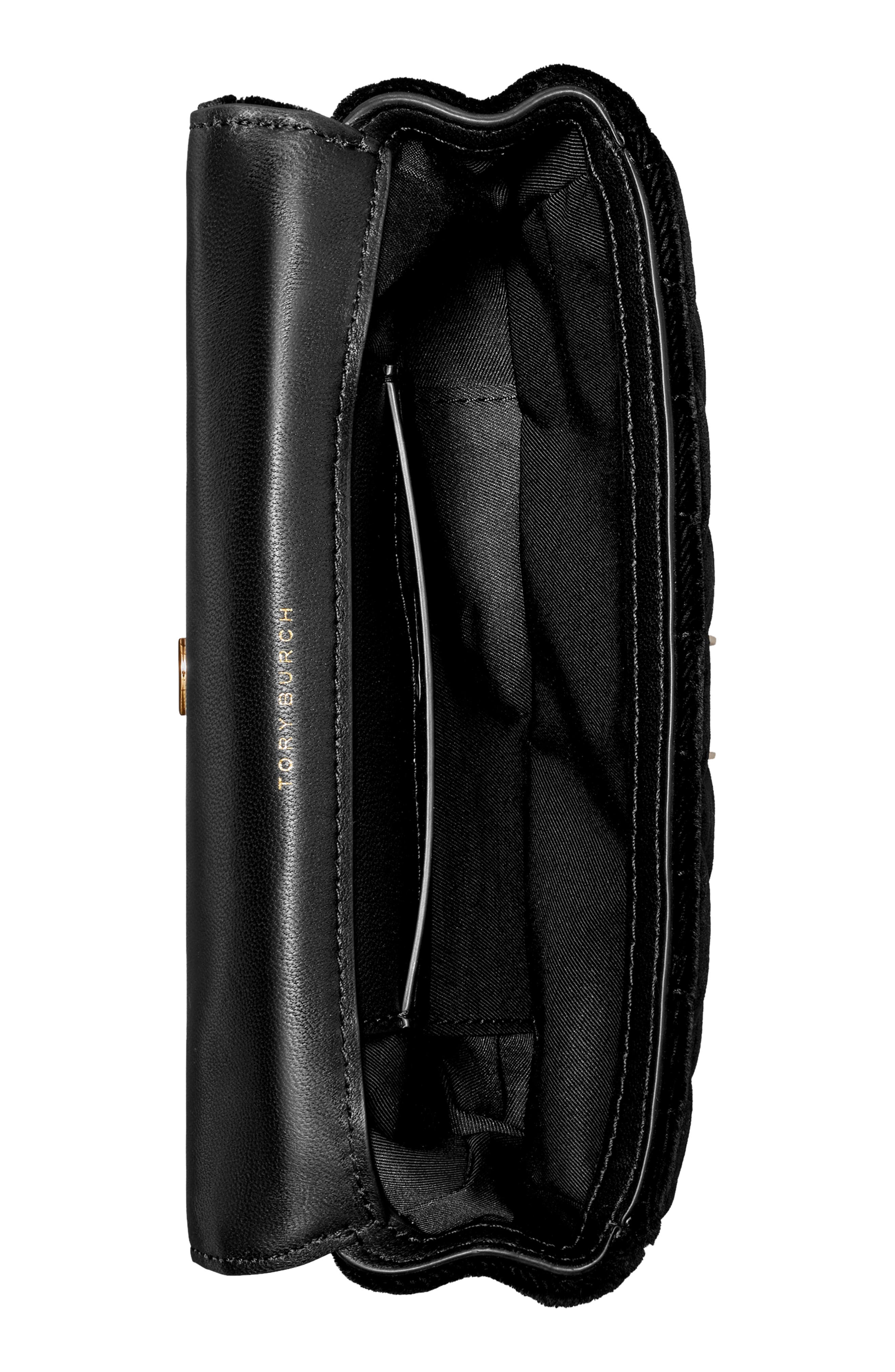 Tory Burch Mini Kira Quilted Velvet Crossbody Bag, Alternate, color, 