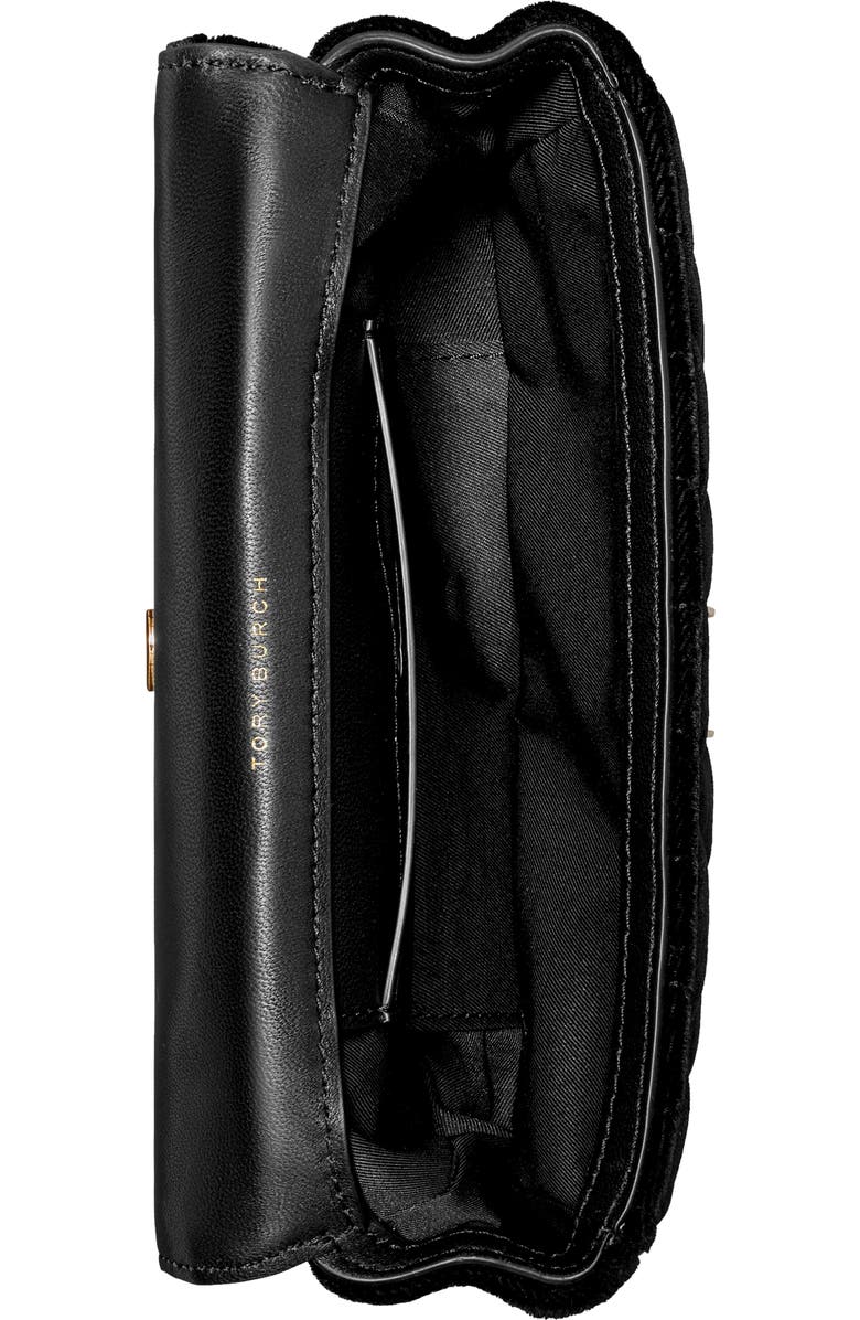 Tory Burch Mini Kira Quilted Velvet Crossbody Bag, Alternate, color,