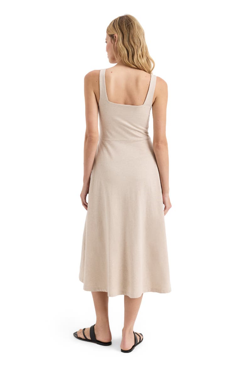 Fit & Flare Square Neck Dress Made With Organic Cotton, Alternate, color, Flax Heather