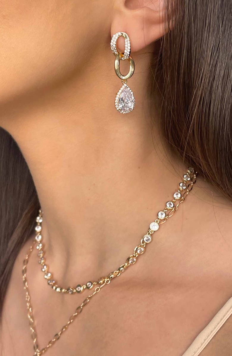 Ettika Crystal Drop Earrings, Alternate, color, Gold