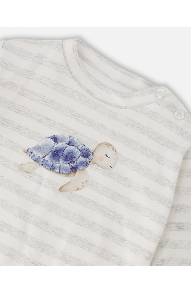 Deux par Deux Soft Jersey Stripes Sweater and Pants Set, Alternate, color, White & Grey Stripes