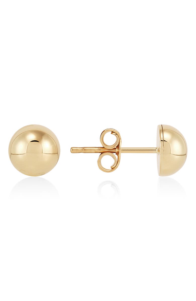 Frankie & Zoe 6mm Half Ball Stud Earrings, Alternate, color, Yellow Gold