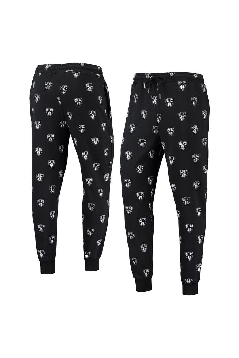 Black Brooklyn Nets Allover Logo Jogger Pants, Main, color, Black