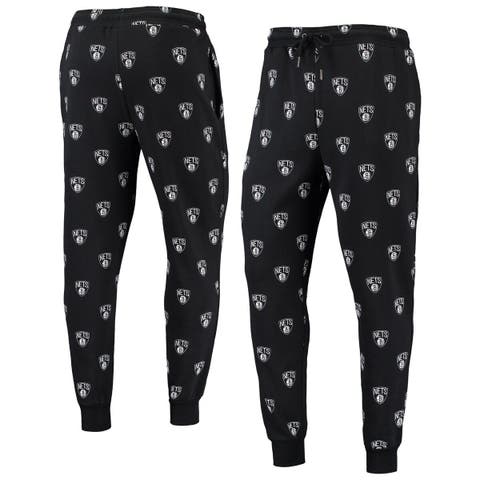 Black Brooklyn Nets Allover Logo Jogger Pants