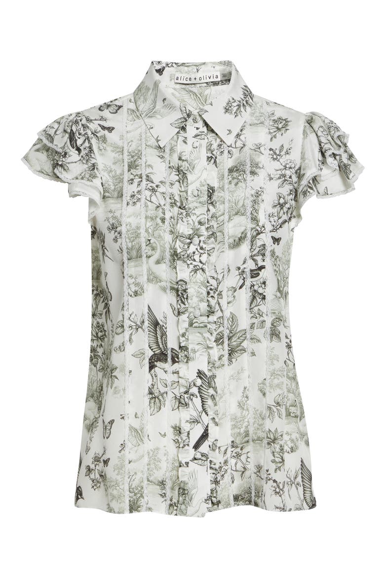 Minda Ruffle & Lace Silk Shirt, Alternate, color, DAYBREAK