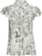 Alice + Olivia Minda Ruffle & Lace Silk Shirt