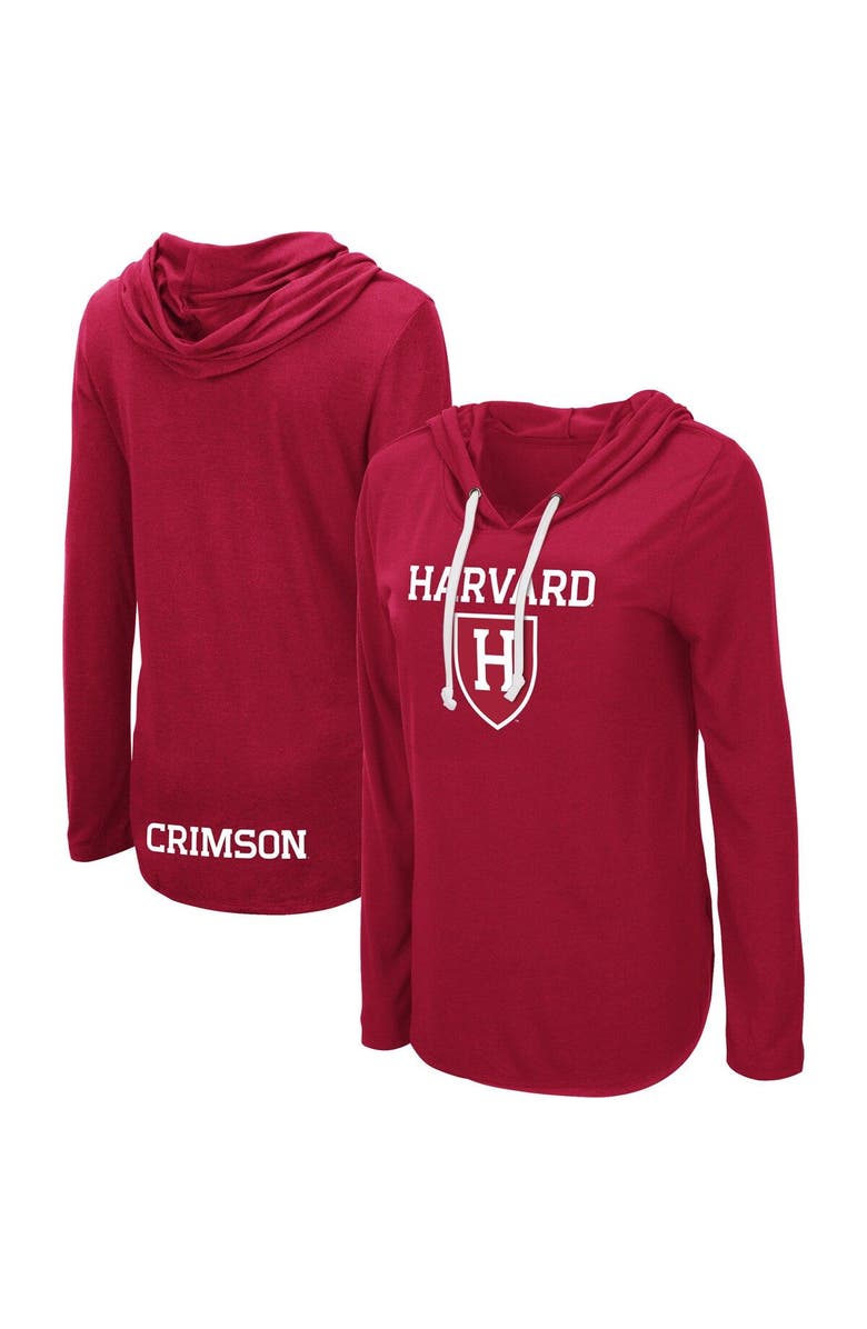 COLOSSEUM Women's Colosseum Crimson Harvard Crimson My Lover Lightweight Hooded Long Sleeve T-Shirt, Main, color, 