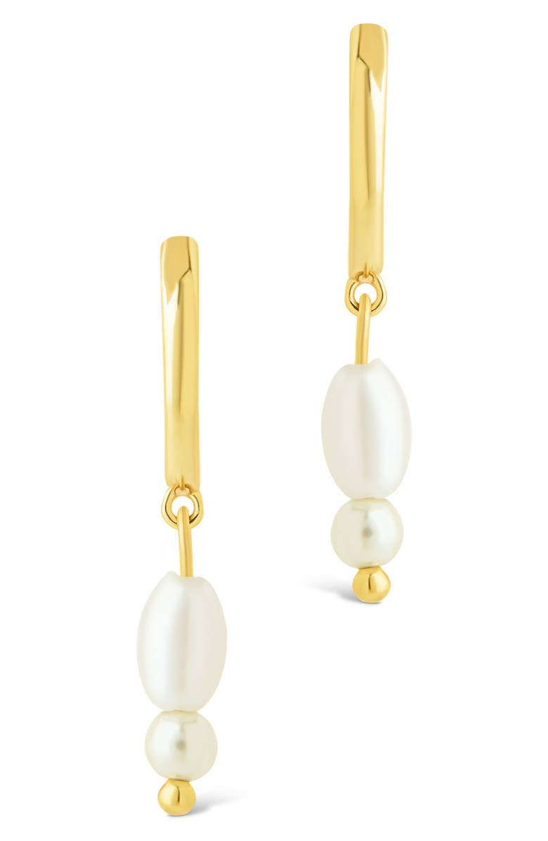 Sterling Forever Ilaria Faux Pearl Drop Dangle Hoop Earrings, Alternate, color, Gold