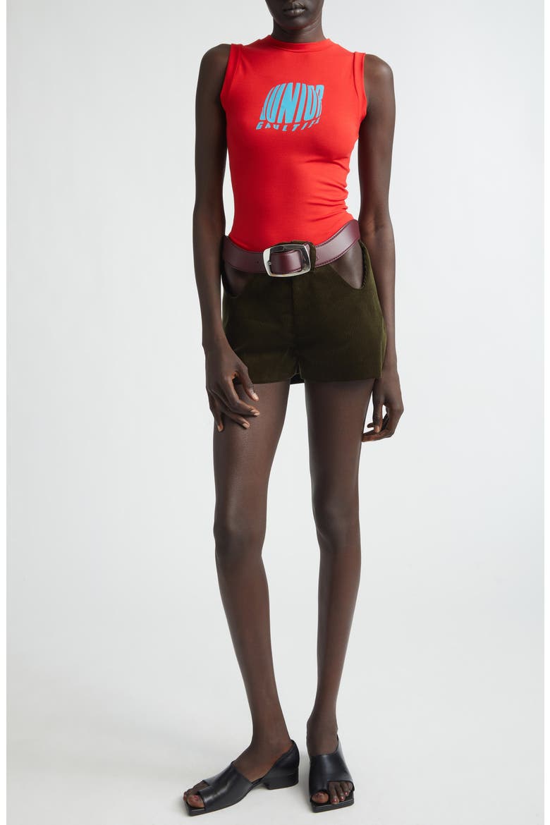 The Curved Belted Corduroy Shorts, Alternate, color, OLIVE GREEN