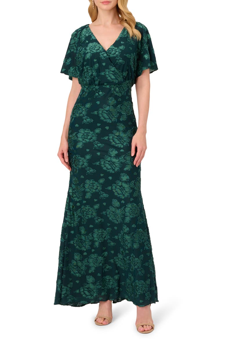 Adrianna Papell Burnout Velvet Gown, Main, color,