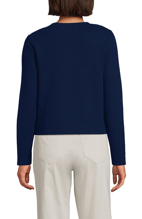 Lands' End Fine Gauge Cotton Milano Blazer Sweater In Blue
