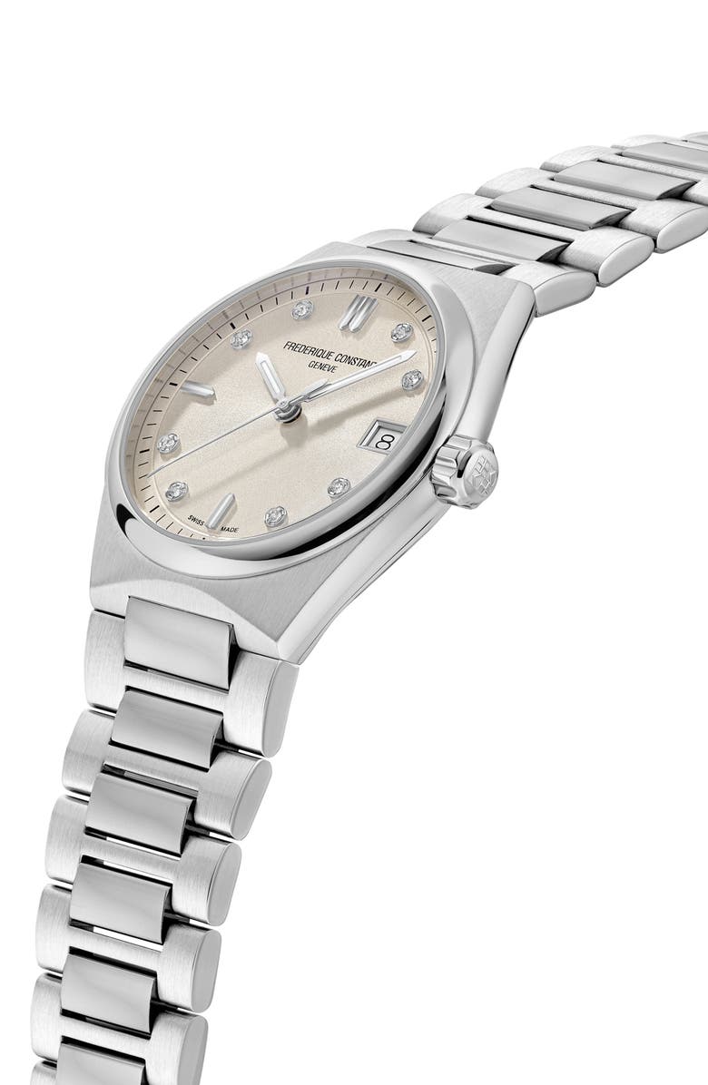 FREDERIQUE CONSTANT Highlife Diamond Quartz Bracelet Watch, 31mm, Alternate, color, Silver-Tone/Cream