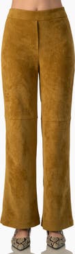 IVONNE Faux-Suede High-Rise Tailored Flared Trousers