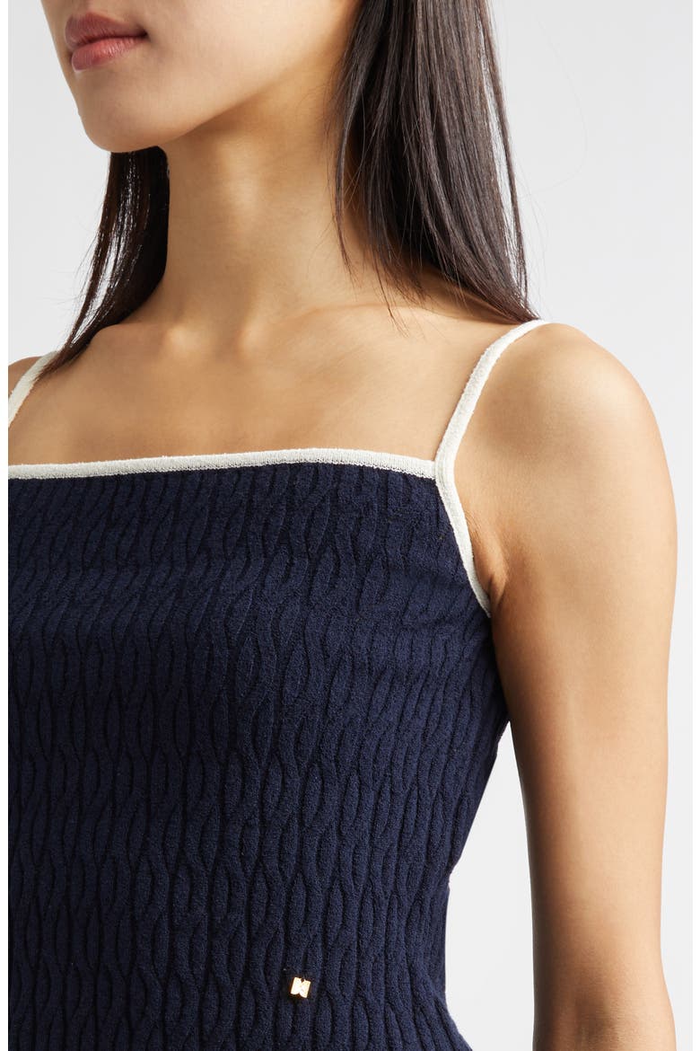 Contrast Trim Pointelle Cable Knit Camisole, Alternate, color, NAVY
