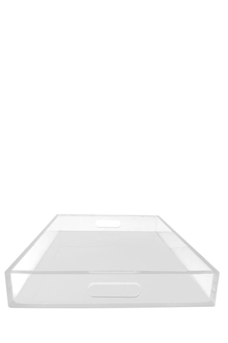 White Square Lucite Tray, Main, color, WHITE