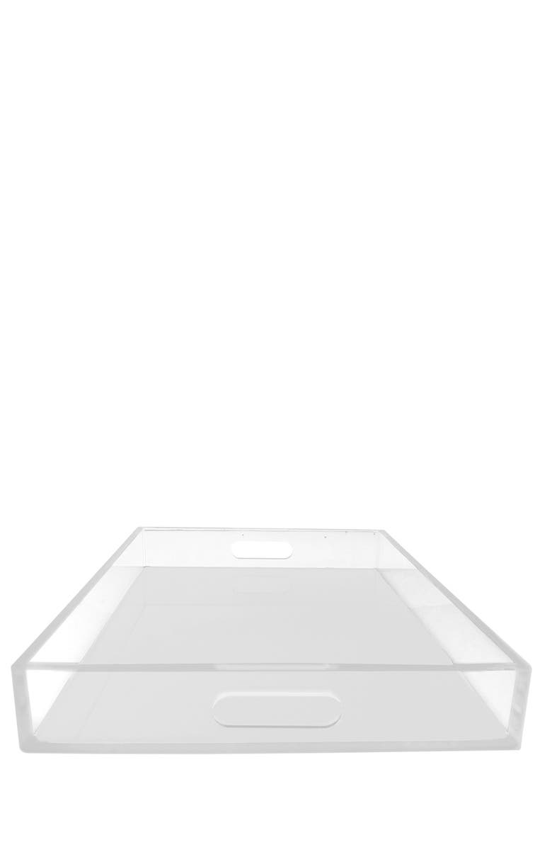 R16 HOME White Square Lucite Tray, Main, color, White