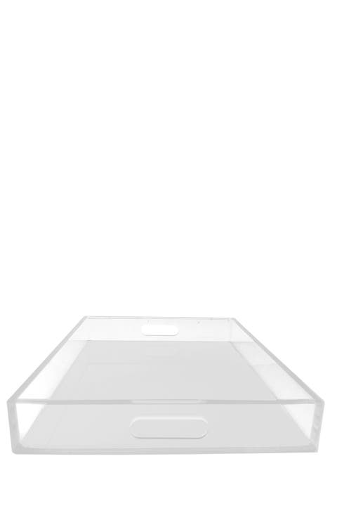 White Square Lucite Tray