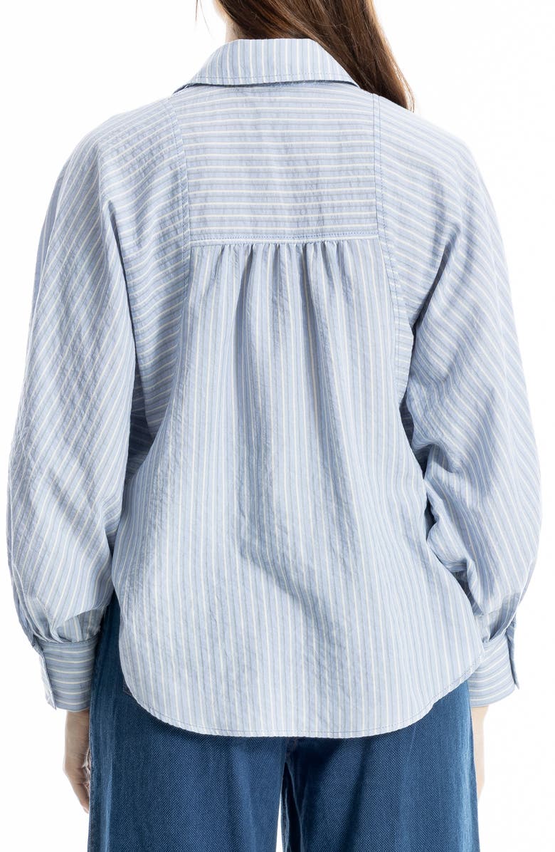 MAX STUDIO Pinstripe Button-Up Shirt, Alternate, color, Blue/ Indigo/ Grey Pinstripe