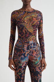 Etro Paisley Fitted Mesh Top
