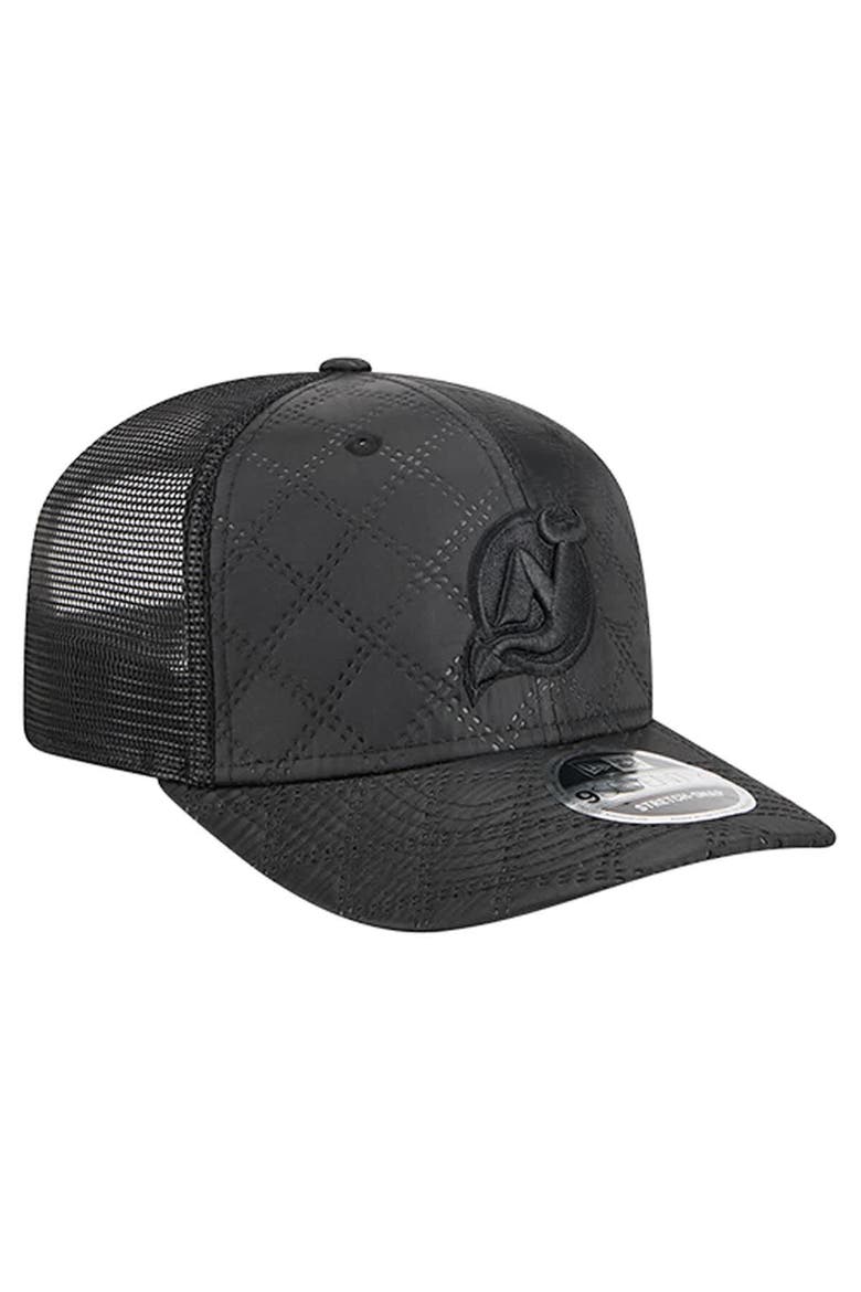 Men's New Era  Black New Jersey Devils Quilted Nylon 9SEVENTY Adjustable Trucker Hat, Alternate, color, Black