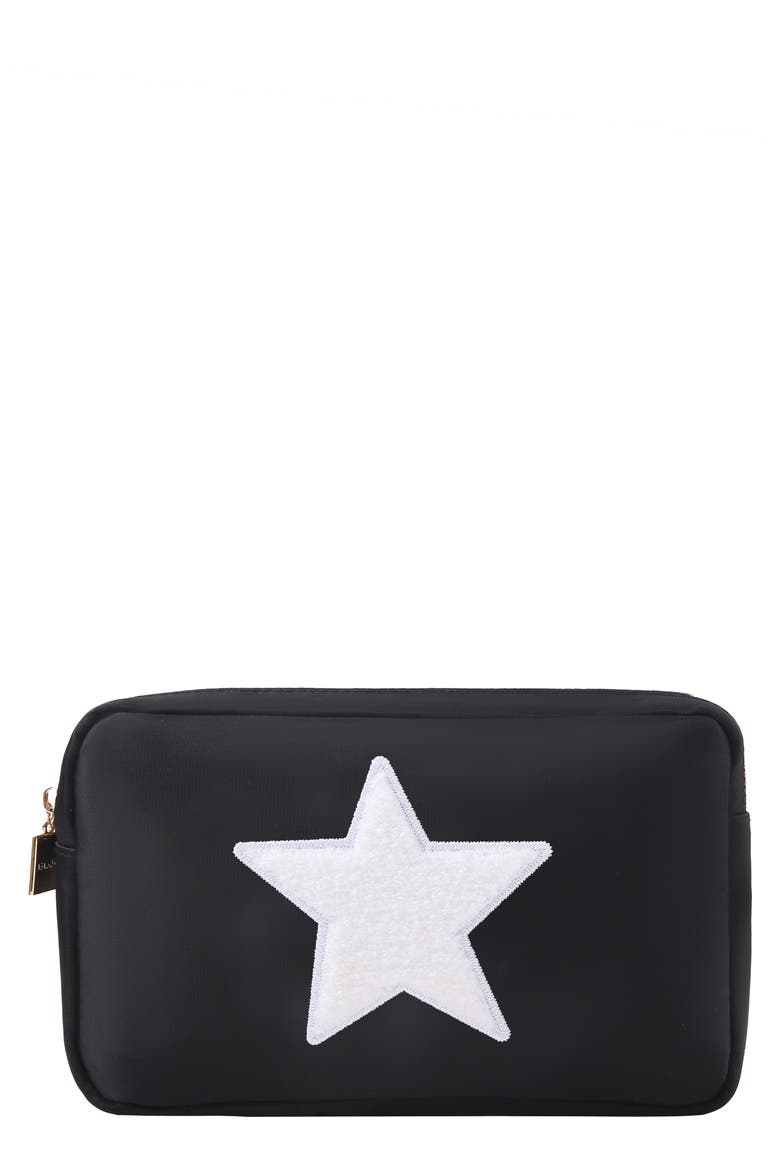 Medium Star Cosmetics Bag, Main, color, BLACK/ WHITE