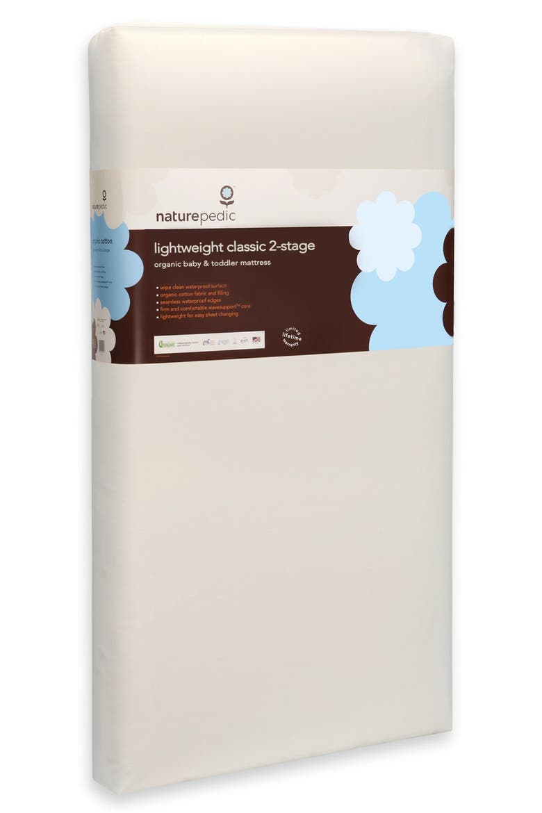 Lightweight Classic 2-Stage Crib Mattress, Main, color, WHITE