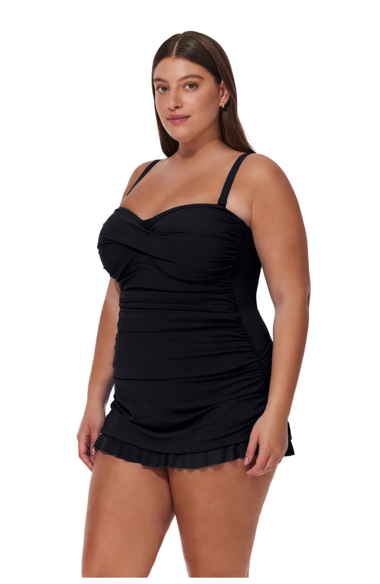 Profile by Gottex Tutti Frutti Plus Size Bandeau Swimdress, Alternate, color, Black