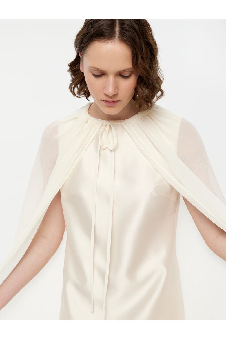 Gathered Bridal Cape, Alternate, color, Ivory