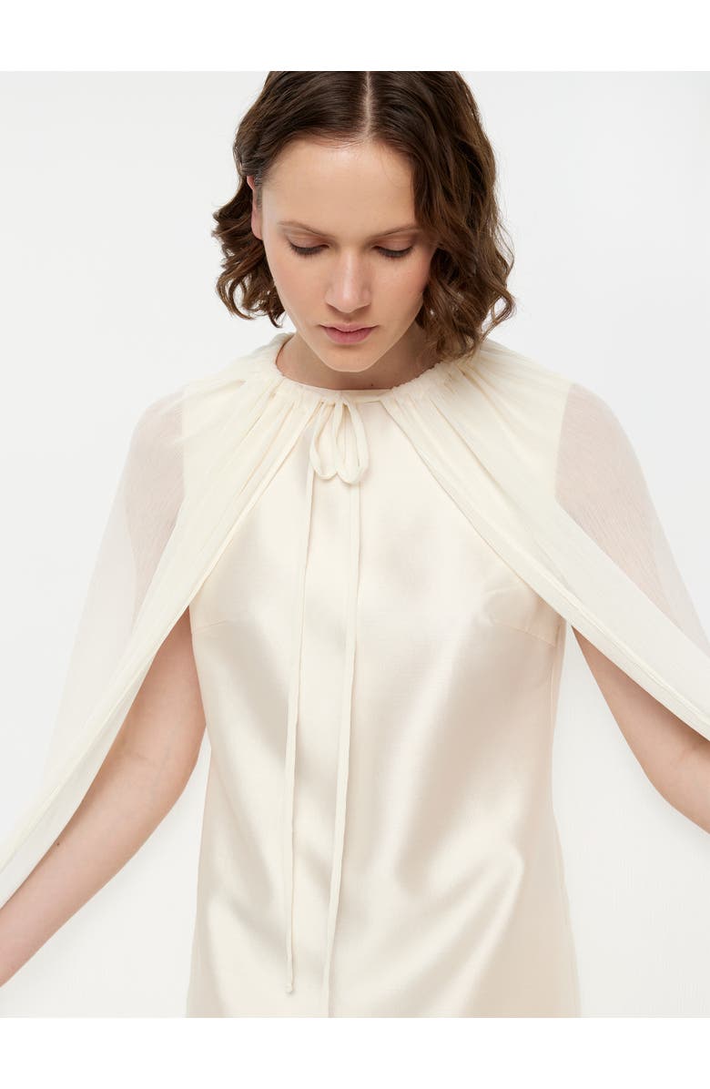 Alas Gathered Bridal Cape, Alternate, color, Ivory