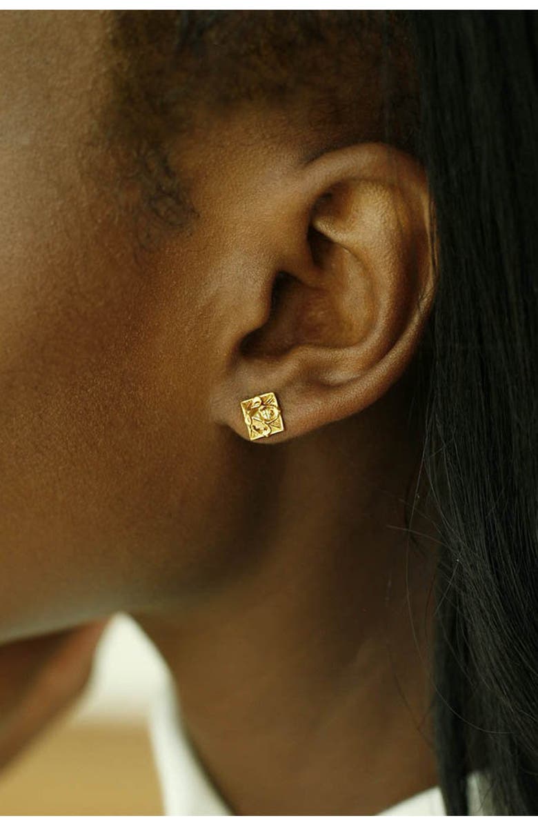 Astor & Orion Pyramid Studs Gold, Alternate, color, Gold